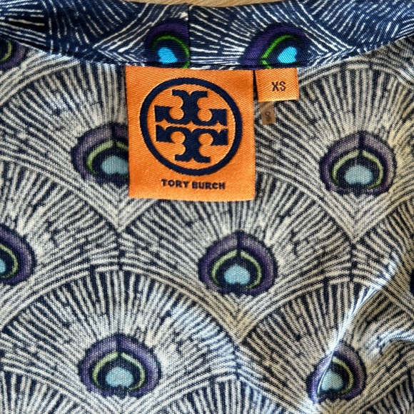Tory Burch Theona Peacock Print Silk Wrap Dress - Picture 6 of 7